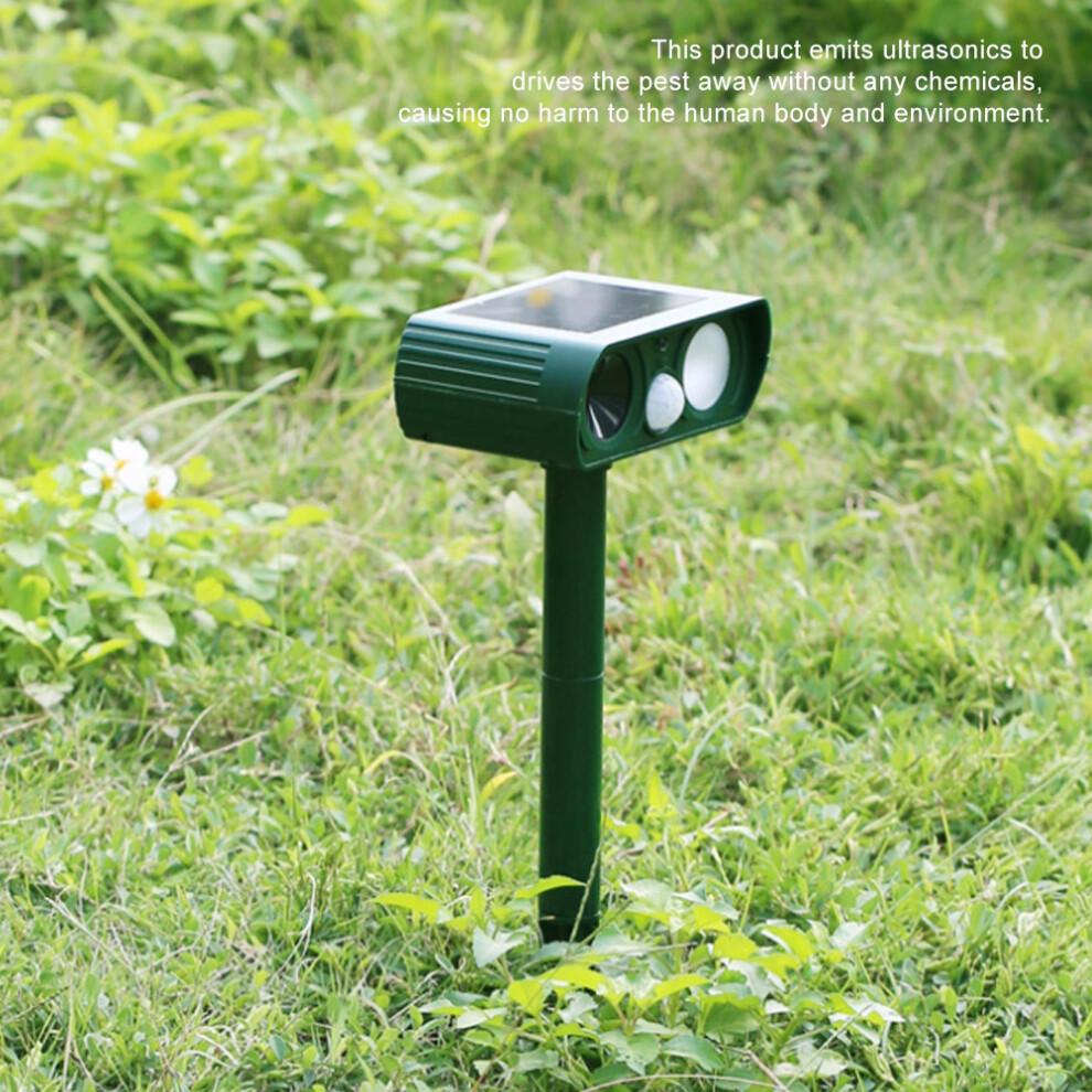 Tuinbeschermer, ultrasone dierenverjager met bewegingsdetectie, knipperende LED-lampen op zonne-energie, constructie