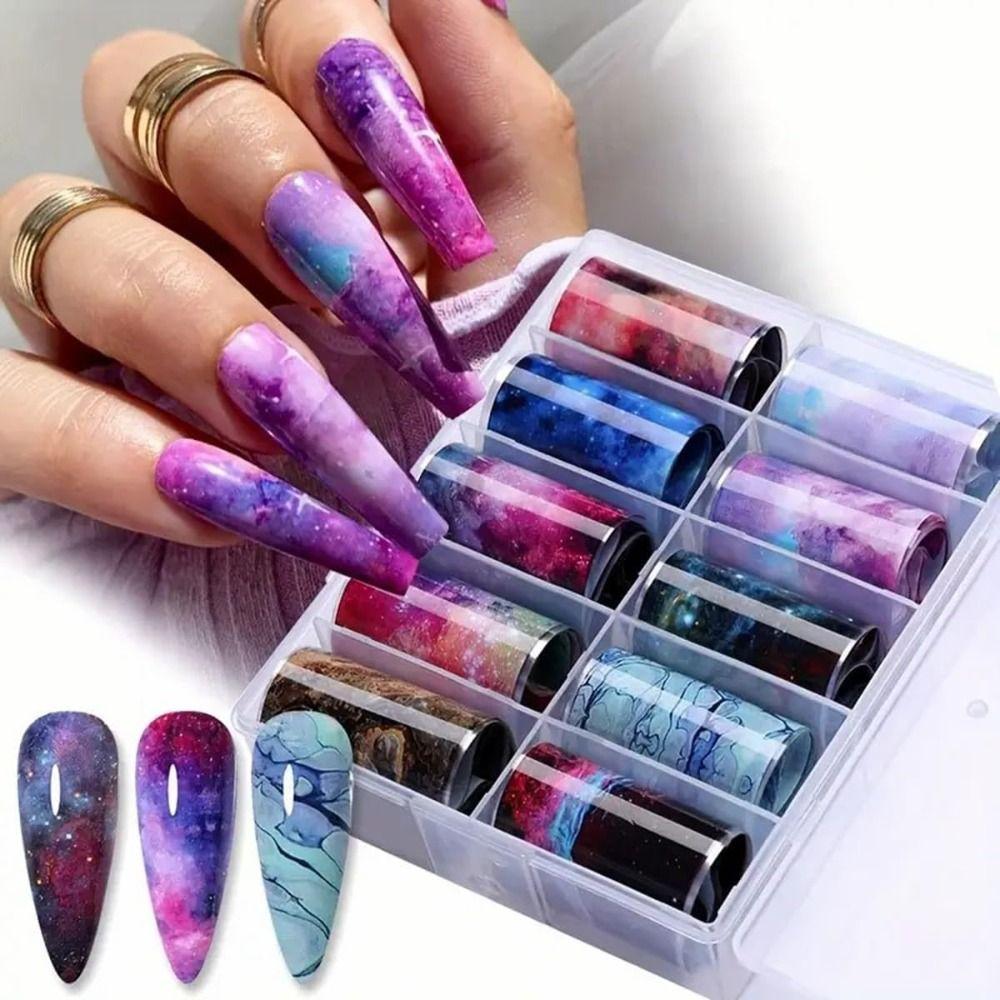 Marble Print Transfer Stickers Aurora Snake Nail Art Stickers Hot Nail Decals Nail Decorations