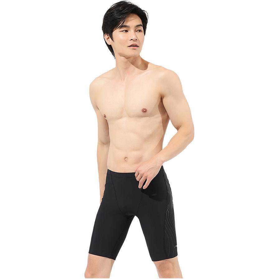 Li Ning Hot Spring Special Competition Training Swim Trunks Men Swimwear Black LNKW008-1-2025