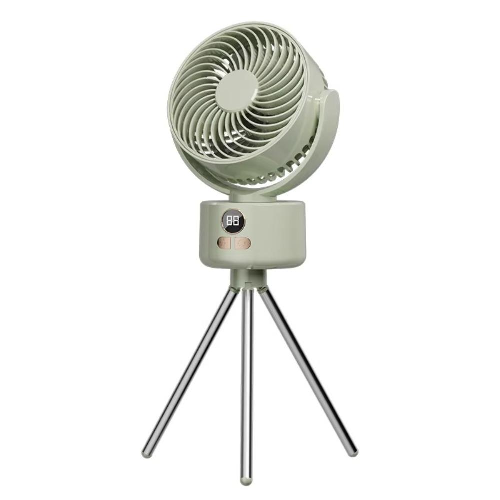 

360° Rotatable Head Camping Fan Rechargeable Electric Cooling Fan Standing Fans Indoor Outdoor Green