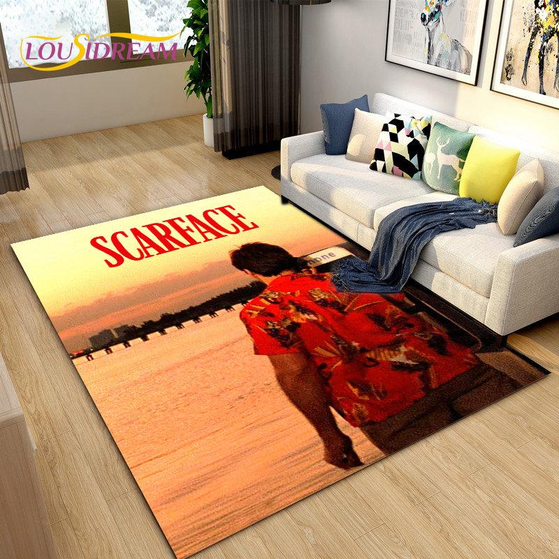 Film Scarface 3D tisk koberec velký, koberec do obývacího pokoje, ložnice, pohovky, rohožky, dekorace, dětské hrací protiskluzové rohožky