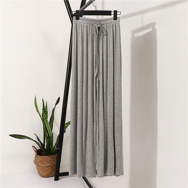 Pantalon large taille haute en soie glacée pour femme