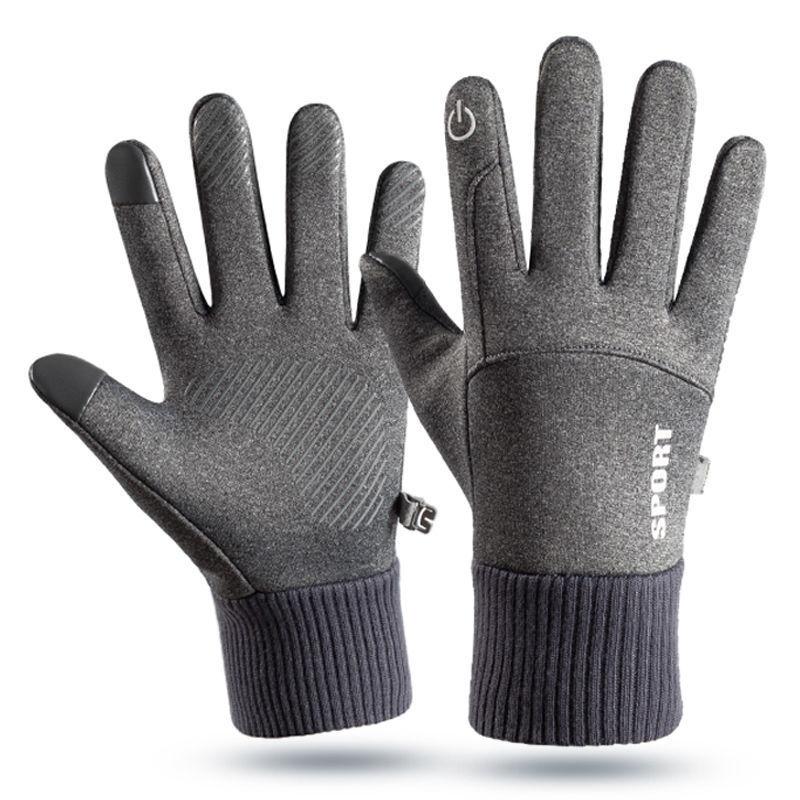 Black Winter Warm Full Fingers Waterproof Cycling Outdoor Sports Running Motorcycle Ski Touch Screen Fleece Gloves