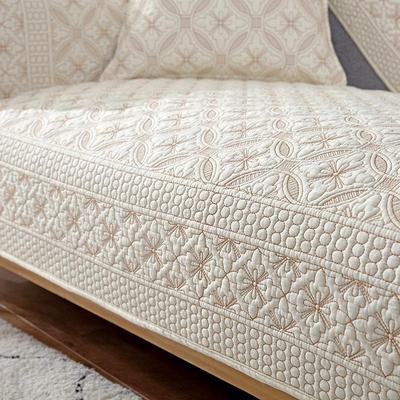 Coussins de canapé universels toutes saisons en pur coton avec tissu antidérapant brodé