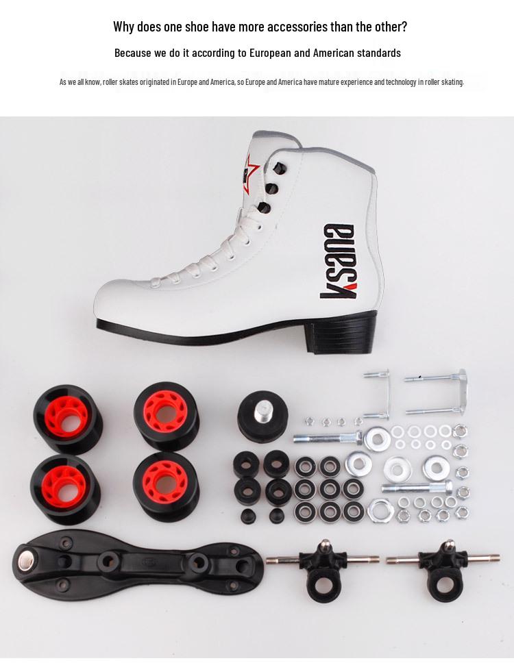 KSANA Setsuna Double-Row Microfiber Leather Roller Skates - Adult Four-Wheel Inline Skates for Professional Figure Skating