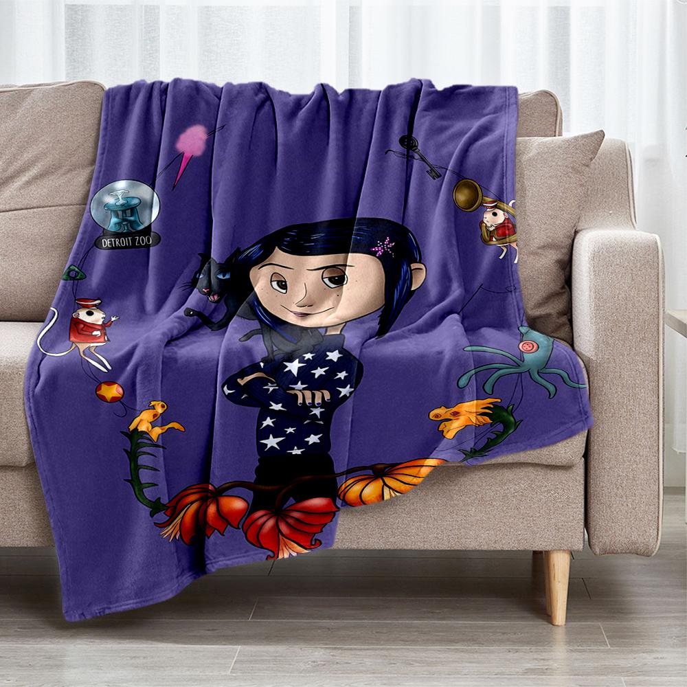 Coraline Theme Printed Blanket - Perfect for Couch, Bed, Travel & Outdoor Use | Machine Washable, Cozy & Durable.