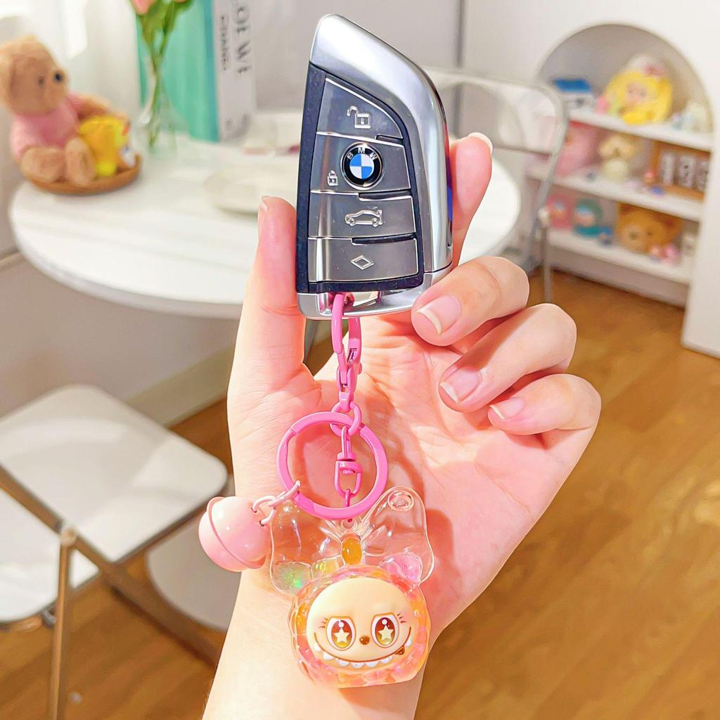Acrylic Oil-Filled Cartoon Bow Knot Keyring Bag Charm Gift