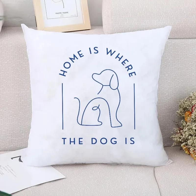 

Blue Letter Print Cushion Cover Decorative Pillows for Sofa Cushions Covers Pillowcase x Pillow Cases Short Plush Bed 66x66cm