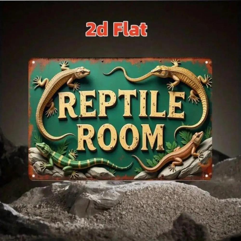 Vintage Reptile Metal Tin Sign Rustic Wall Art Lizards Snakes Distressed Finish Home Decor