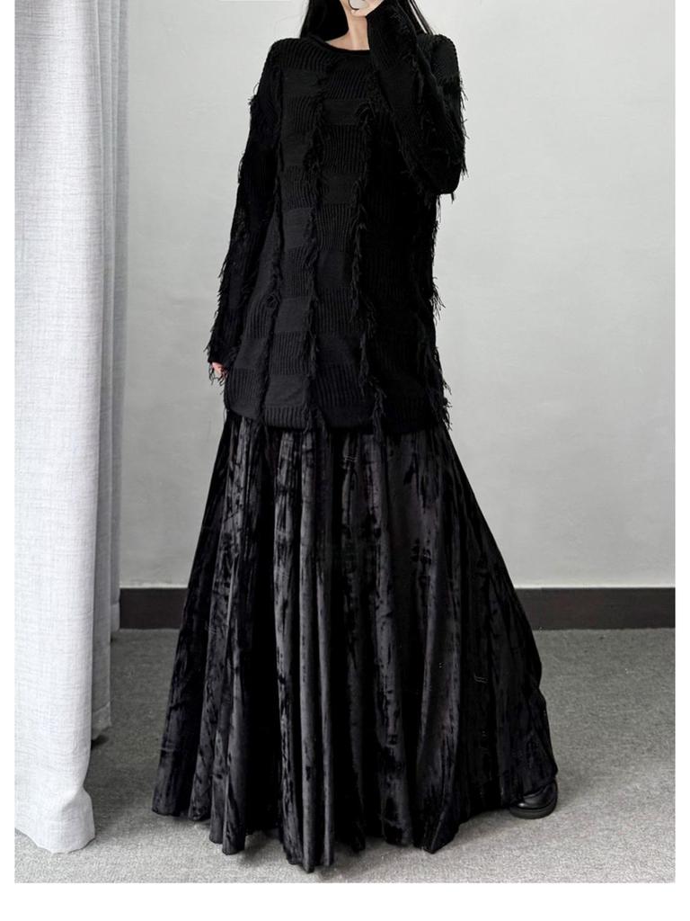 Women's High Waist Velvet Umbrella Skirt: Long, Thickened, Slimming, and Hip-Covering for Autumn and Winter