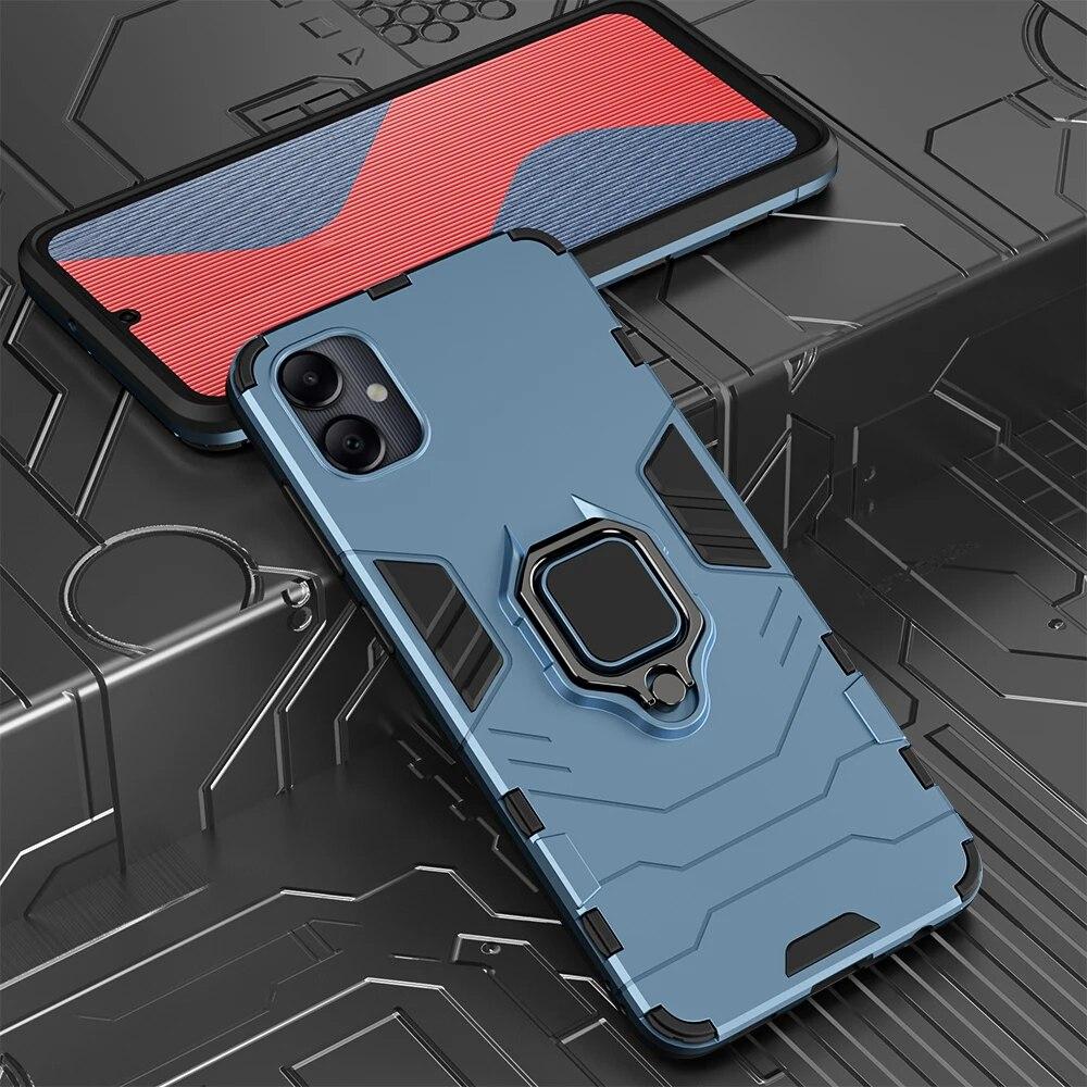 KEYSION Shockproof Armor Case for Samsung A05S A15 A05 Soft Silicone+PC Metal Ring Stand Phone Back Cover for Galaxy A15 A05S 4G