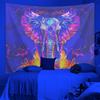 1pc Elephant tapestry, UV responsive fluorescent tapestry, watercolor elephant wall hanging aesthetic cloud tapestry