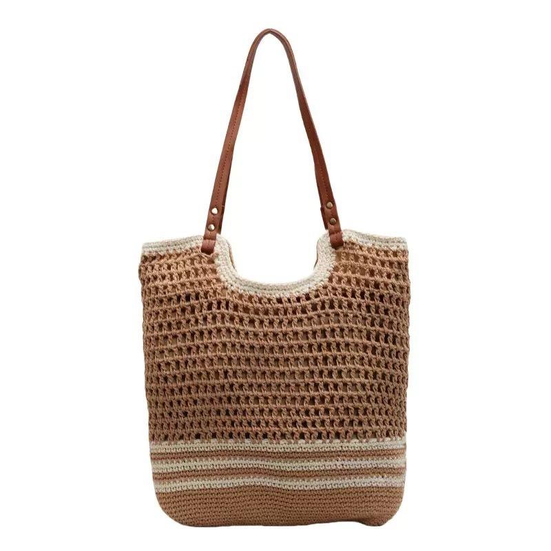 Large Capacity Hand-woven Bag Women's New Versatile Straw Woven Bag Leisure Vacation Shoulder Beach Tote Bag