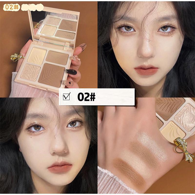 4 Colors Long-Lasting Matte Highlighter Bronzers Palette Face Shading Grooming Powder Makeup 3D Face Contouring Bronzer Cosmetic