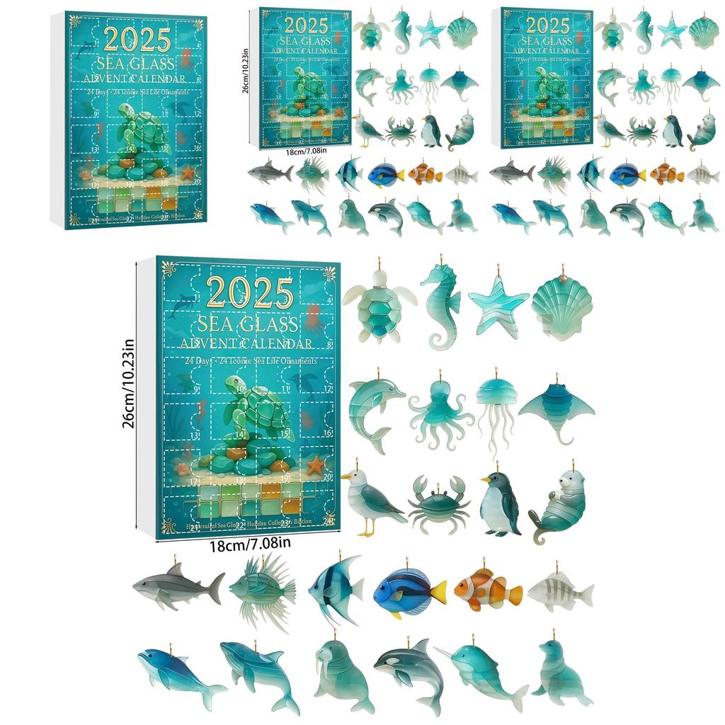 Christmas Advent Calendar Marine Life Acrylic Decorations For Holiday Party And Gift Giving