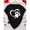 European Size Valentine's Day Elegant Party Women's Heart Dog Paw Print Round Neck Short Sleeve