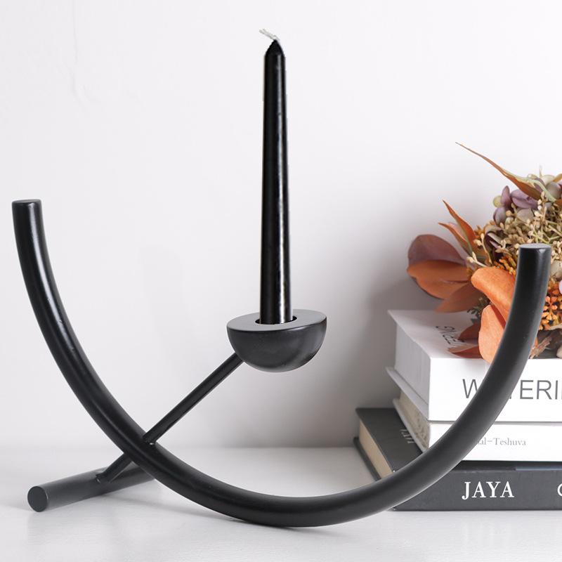 Modern Einfacher Europäischer Stil Leichter Luxus Geometrisch Halbkreisförmig Metall Kerzenständer Ornamente Musterhaus Verkaufsbüro Künstlerische Weiche Dekorationen