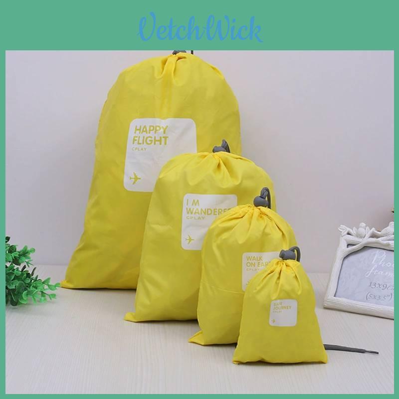 Nylon Travel Organizer Bags 4 Piece Sealable Cube Drawstring For Home Kitchen Storage