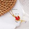 Elegant Colorful Crystal Zircon Tulip Flower Pendant Necklaces for Women Girls Gold Color Stainless Steel Chain Flower Jewelry