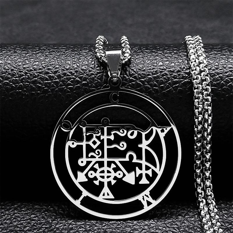 Astaroth Sigil Goetia Stainless Steel Necklace Solomon Demon Seal Satan Sigil satanique patch PIN Jewelry collier femme N7156S03