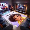 1PC Custom Name "Floral Fantasy Portrait" Theme Floor Mat Ideal for Living Room, Game Rooms, Office, Bedroom,Floor Mat Playful Design