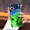 Green alien cat cute  Phone Case For iPhone17,16,15,14,13,12,11 Plus,Pro Max Soft Transparent Cover
