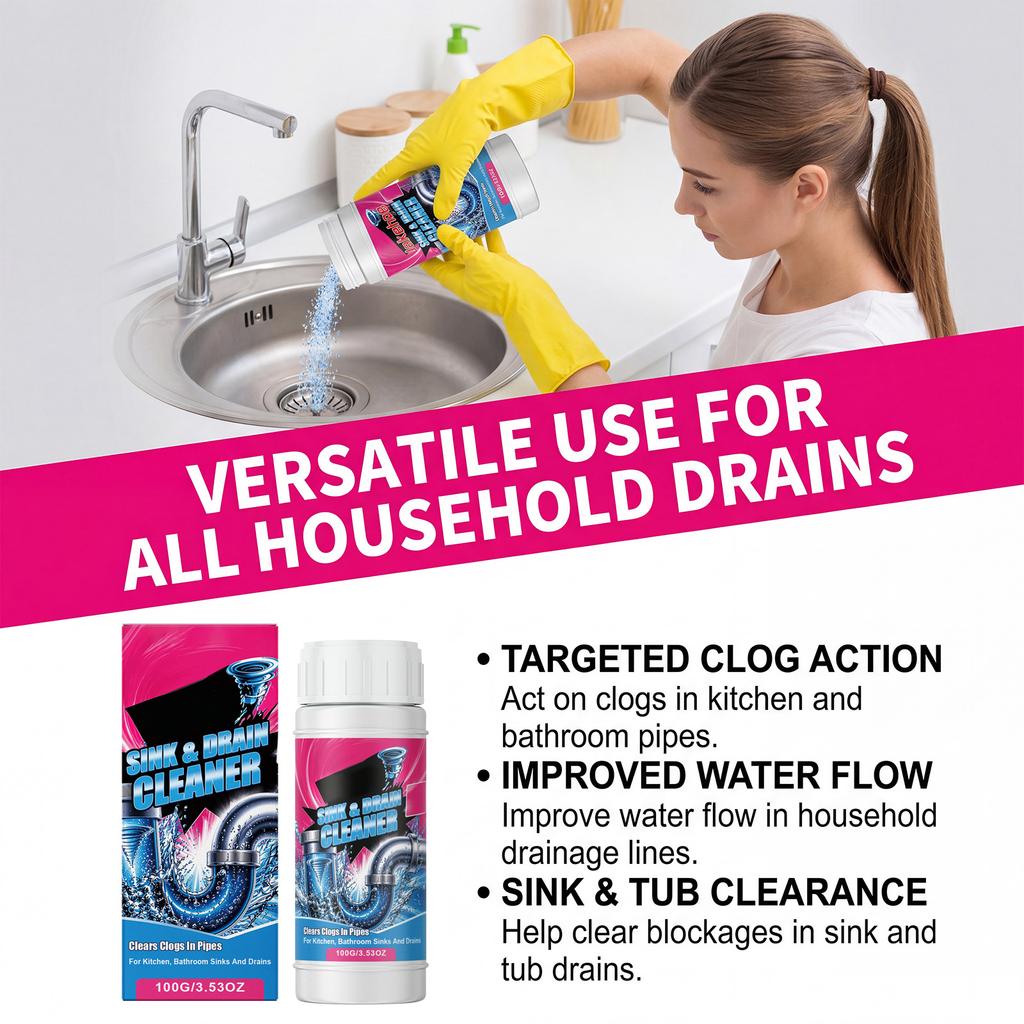 Cleaner for Sink and Kitchen - Household Cleaner for Bathroom and Kitchen Drains