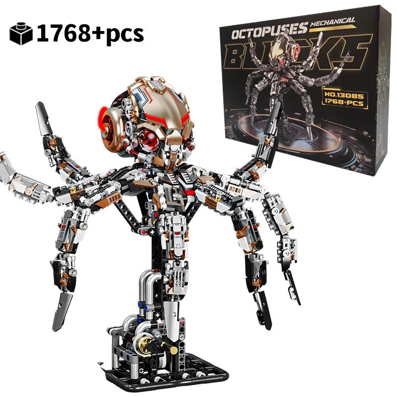 STEM Mechanische Meeresbewohner Bausteine Beweglicher Wal Oktopus Mantarochen Piranha MOC Kreative Desktop-Dekoration Geschenk