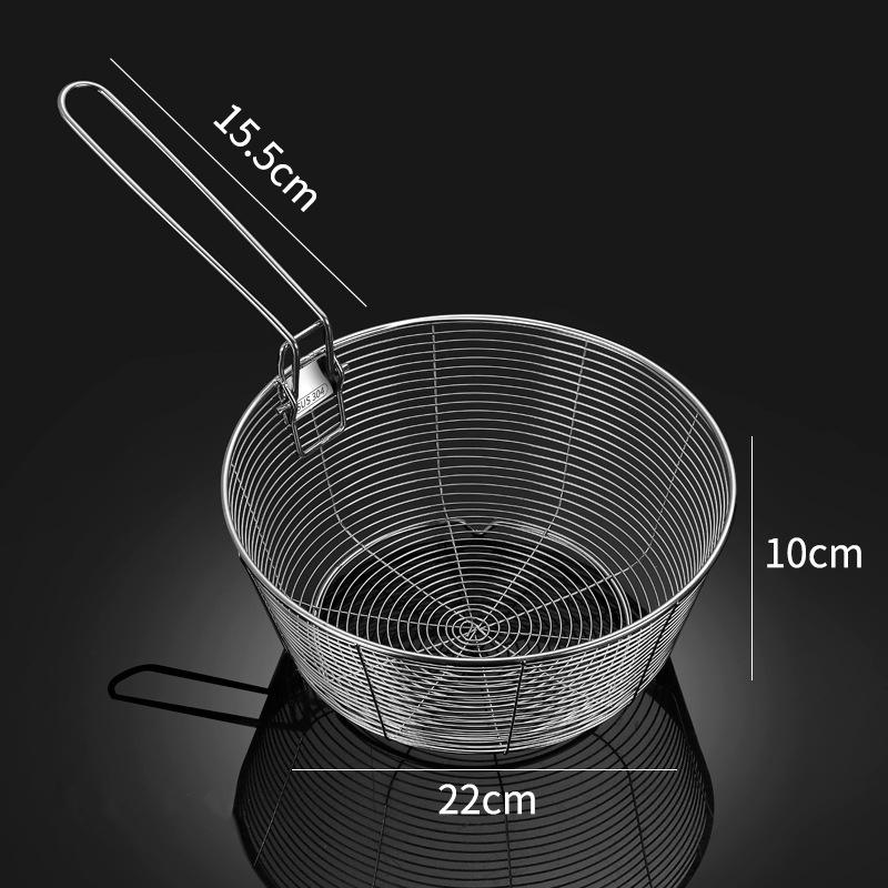 304 Stainless Steel Frying Filter Basket Multifunctional Strainer Foldable Long Handle Colander for Wash Vegetables Kitchen Tool