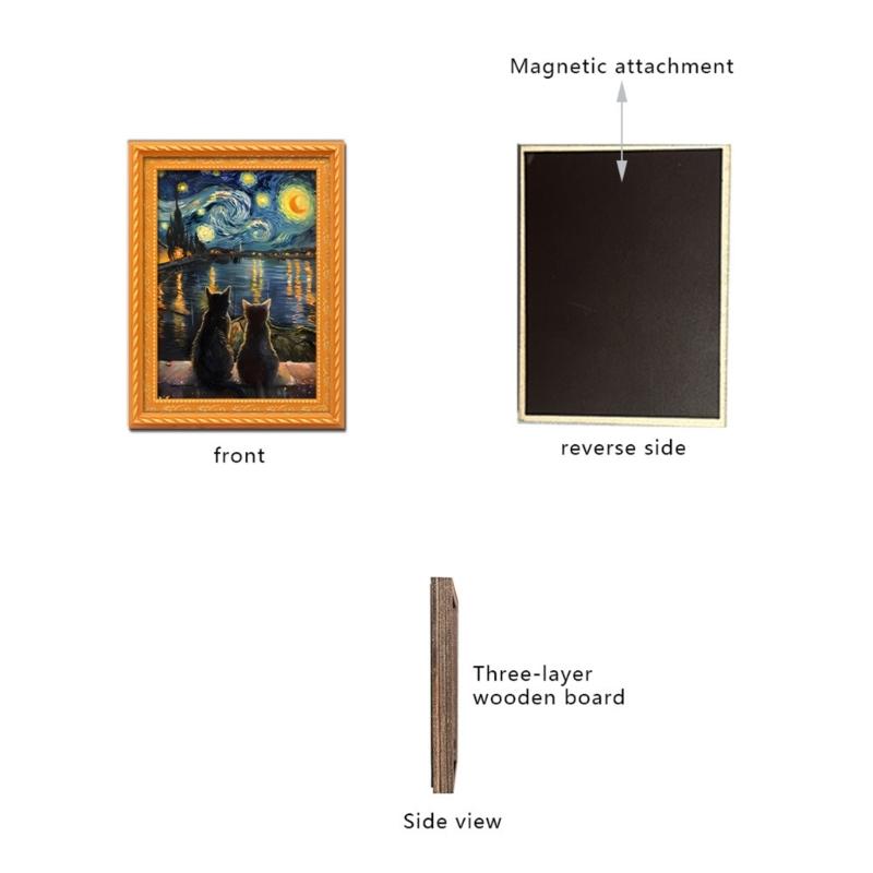 Vintage Refrigerator Magnets Art Display Wooden Magnetic Frame For Fridge 2x3in Photo Display With Vintage Florals Artwork