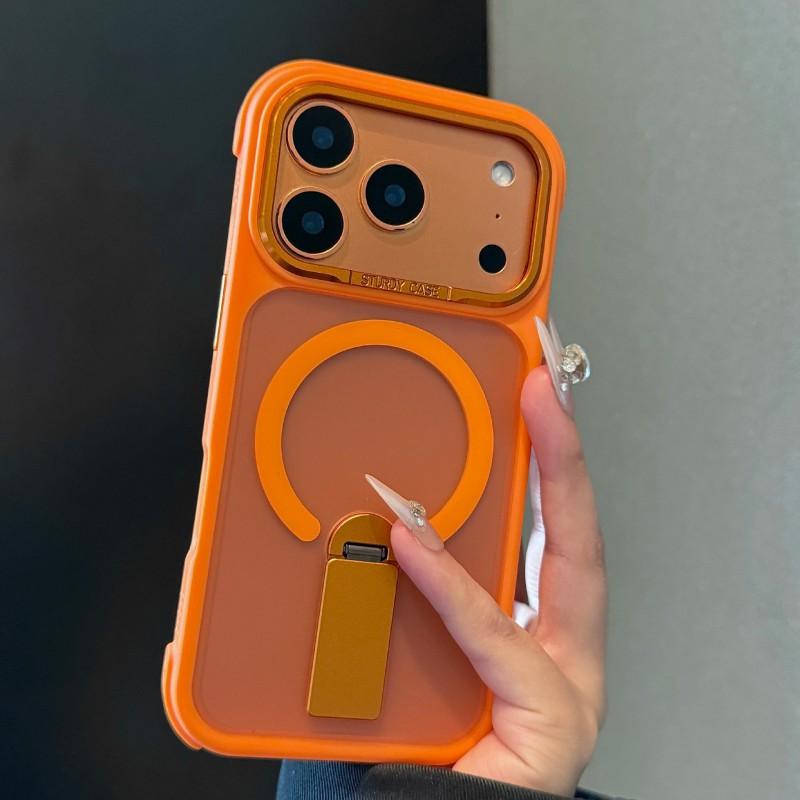 IPhone 17 Case With 360 Rotating Stand Magnetic Snap-on Corner Air Cushion Protection Soft Silicone Full Cover
