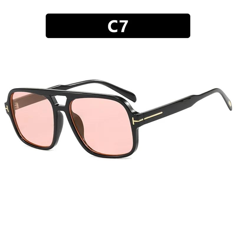 Vintage Classic Brand Designer Double Bridge Square Sunglasses Women For Men Male Luxury Sun Glasses Punk Big Frame Shades UV400