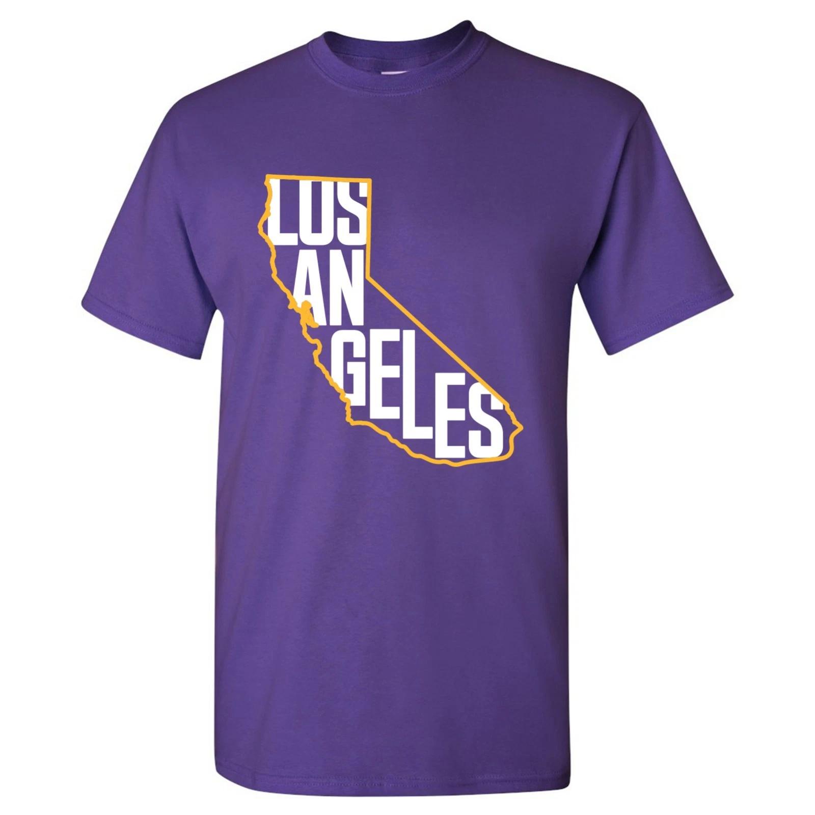 Los Angeles Basketball State Outline Unisex T-Shirt - Purple 2XL