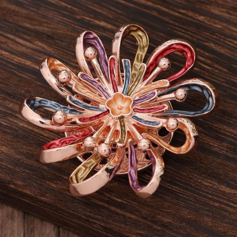 Heiß verkaufende emailierte geometrische Blume magnetische Brosche, modische kreative Blumenbrosche für Damen