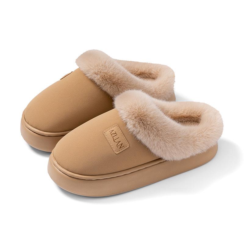 2025 new autumn and winter fashion comfortable non-slip thick bottom warm cold-resistant wool cotton slippers