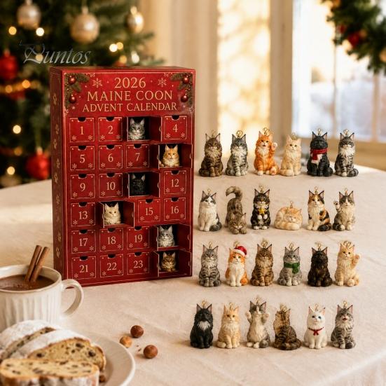 Regalo di Natale per Proprietari di Animali Domestici Calendario dell'Avvento a Tema 2026, Conto alla Rovescia di 24 Giorni con Set Unico Pz Mini Ornamenti 3D Gatto Cane, Regali per le Feste Casa