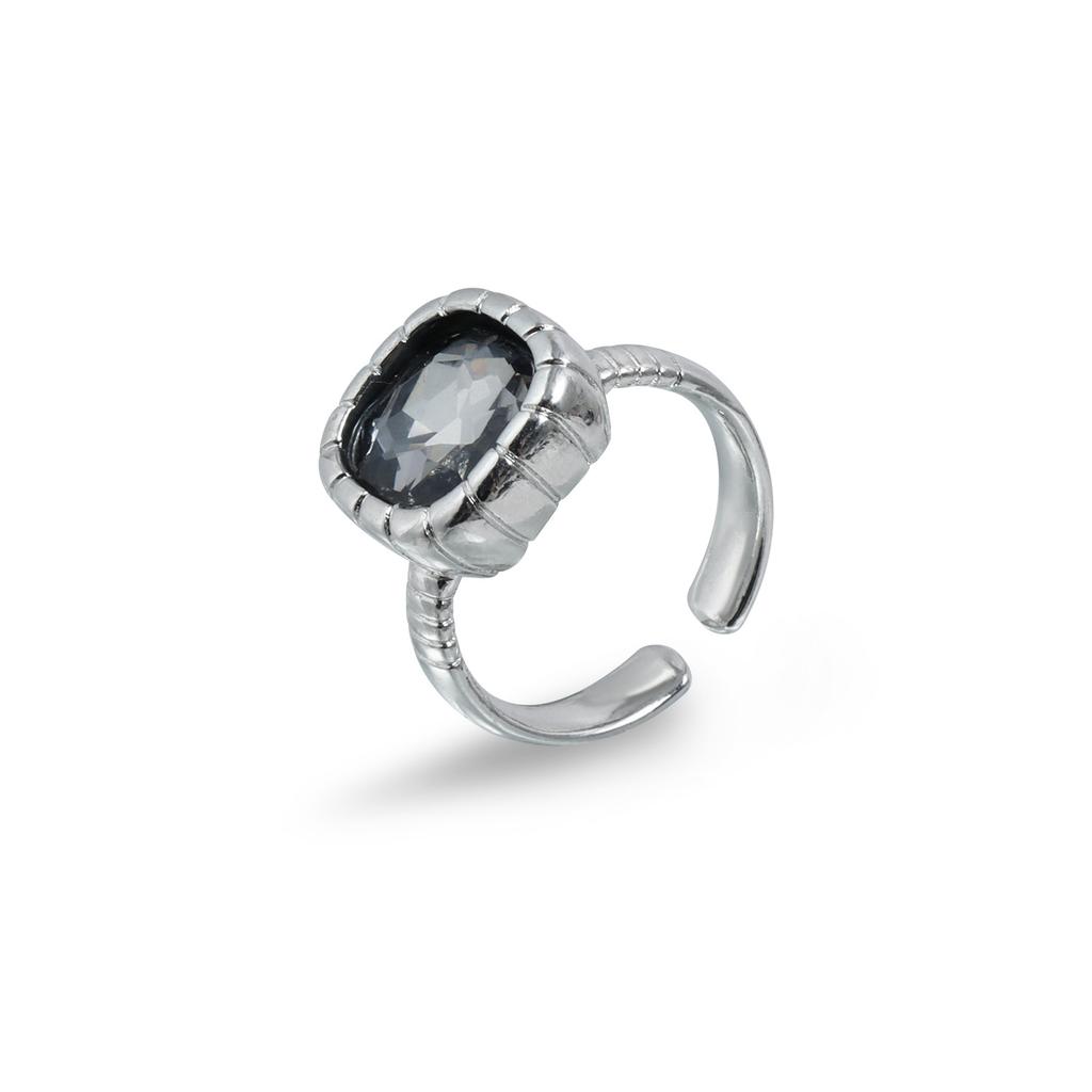 Geometric Square Black Diamond Adjustable Ring Ins Personalized Opening Live Ring Ring