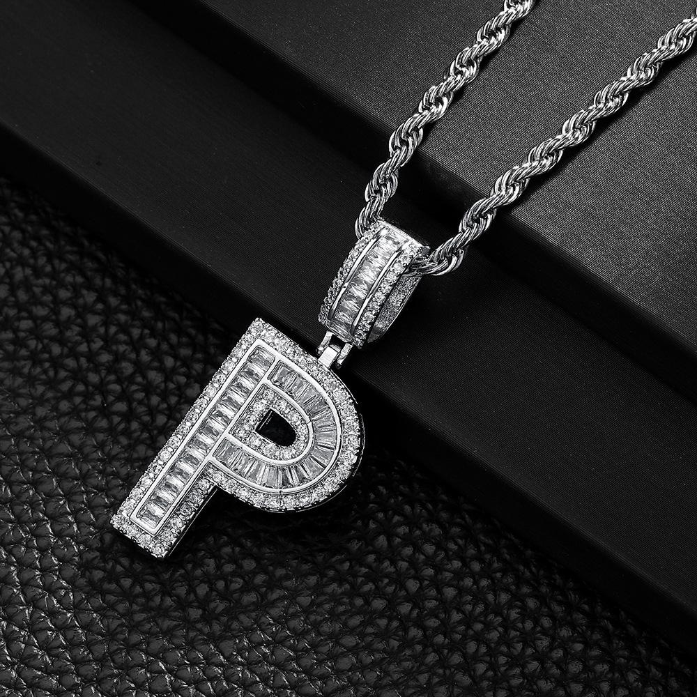 Letter Pendant Copper Inlaid Zircon Necklace Personalized Niche Design Men'S And Women'S Pendant Necklace