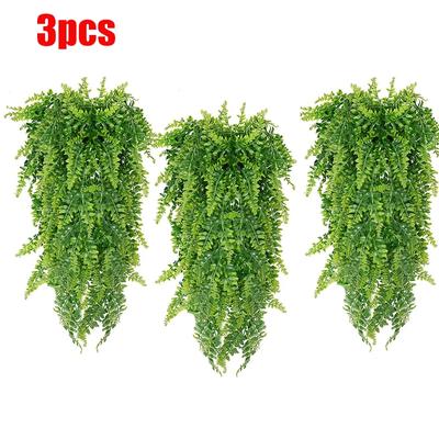 3 pezzi di foglie di felce persiana, decorazione per la casa, giardino, stanza, pianta artificiale appesa, erba di vite in plastica, decorazione per la casa, festa di nozze