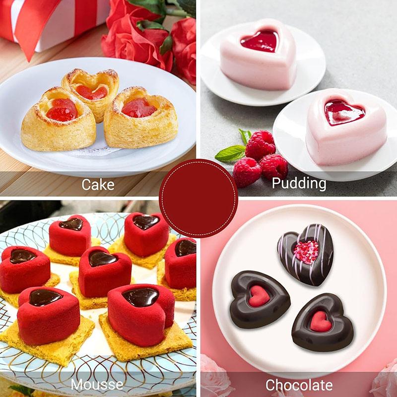 Dimpled Heart Silicone Mold Love Mousse Cake Baking Mould For Chocolate Candy Dessert Cookie Soap Ice Cube Tray Candle Tools