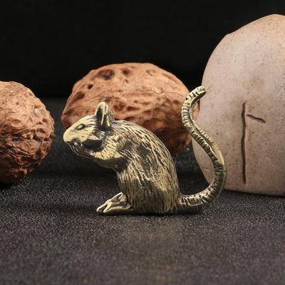 Brass Rat Ornament Figurine Copper Mouse Sculpture Tabletop Handcrafted Miniature for