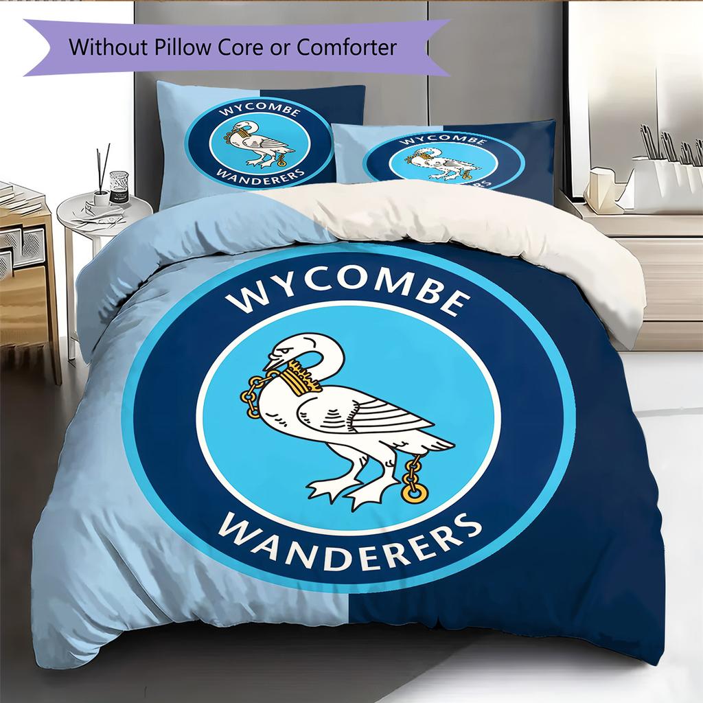 Wycombe Wanderers Pattern Bedding Quilt Set Home Decoration Gift (1 * Duvet Cover + 2 * Pillowcase Without Core)
