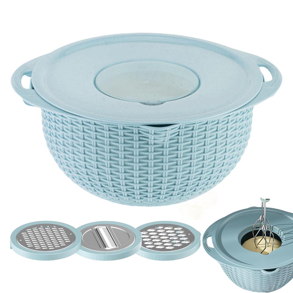 Kitchen Colander Bowl Set Rice Strainer Fruit Cleaner Bowl Stainless Colander Bowl With Handles Double Layer Rotatable Pot