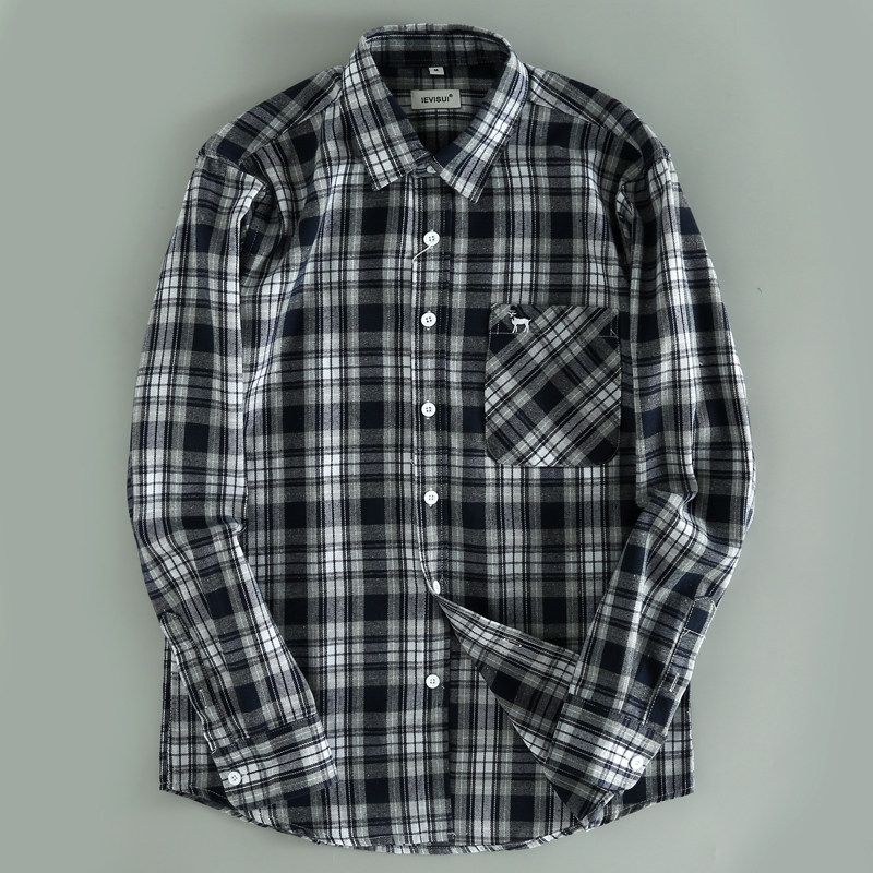 High-Quality Export Factory Surplus Autumn and Winter Men's Plaid Long-Sleeve Shirts, Comfortable Plus-Size Men's Shirts, Trendy Tops
