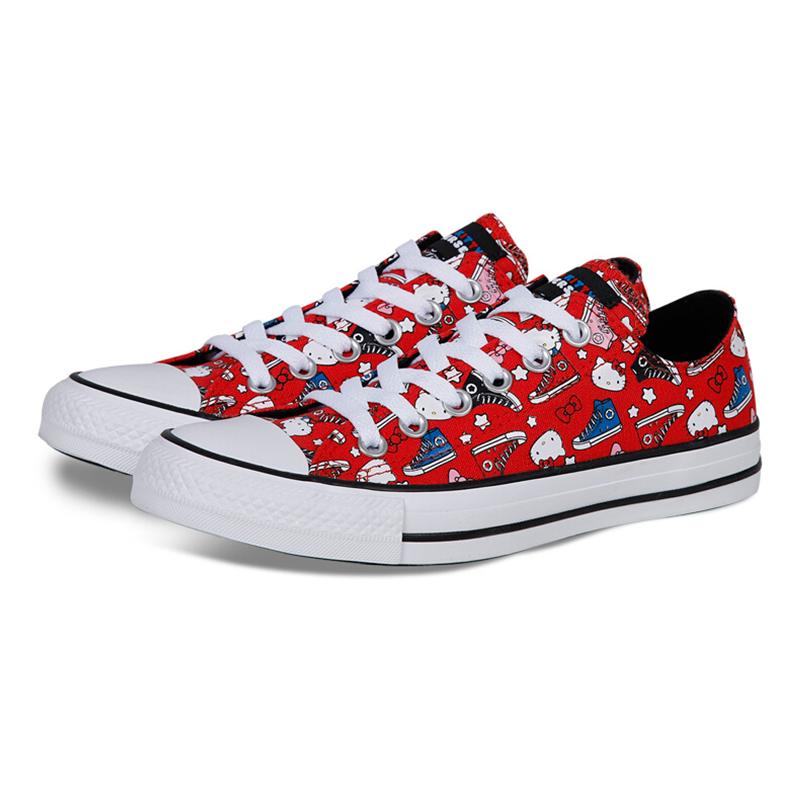 Hello Kitty X Converse Chuck Taylor All Star Canvas Non-slip and Abrasion Resistant Low-Top Board Shoes Unisex Red