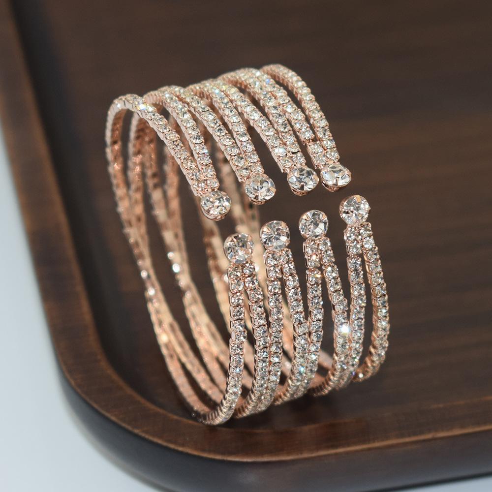 Korean Retro Geometric Rhinestone Double Cross Bracelet Temperament Wild Blogger Style