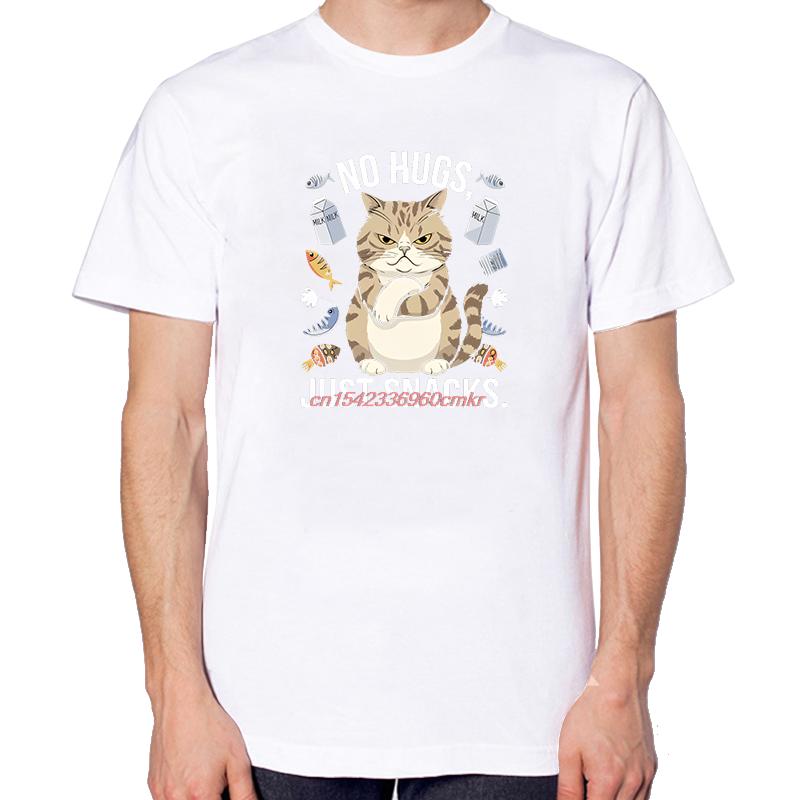 No Hugs Just Snacks Funny Cat Shirts Cute Graphic Tee Summer New In Tops And Tshirts Short Sleeve Tee Unisexs Cotton Tshirt