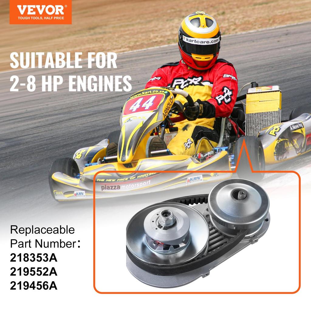 VEVOR Drive Clutch, 2-8HP Engine, 2000 RPM High-Strength Drive Clutch with Asymmetric Designed Wheels & Robust Rubber Belt
