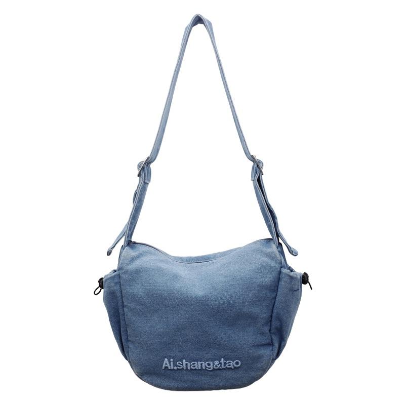 

Women s Lightweight Crossbody Bag Large Capacity Denim Bag светло-синий