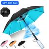 Sun Umbrella with Fan Misting,Portable Fan for UPF 50+ Sun,Cooling Umbrella,Summer Cooler for Outdoor Beach,Battery Powered